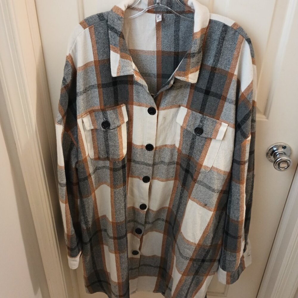 Women's 26W flannel button down shirt - In'Volani